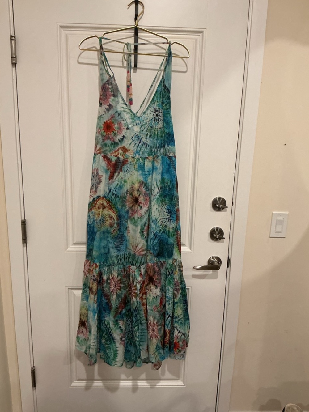 TRUE DESTINATION Teal Floral V-Neck Maxi Dress with Adjustable Straps